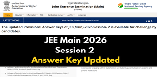 JEE Main 2026 Session 2 Answer Key Updated; NTA Fixes April 5 Chemistry Paper Errors